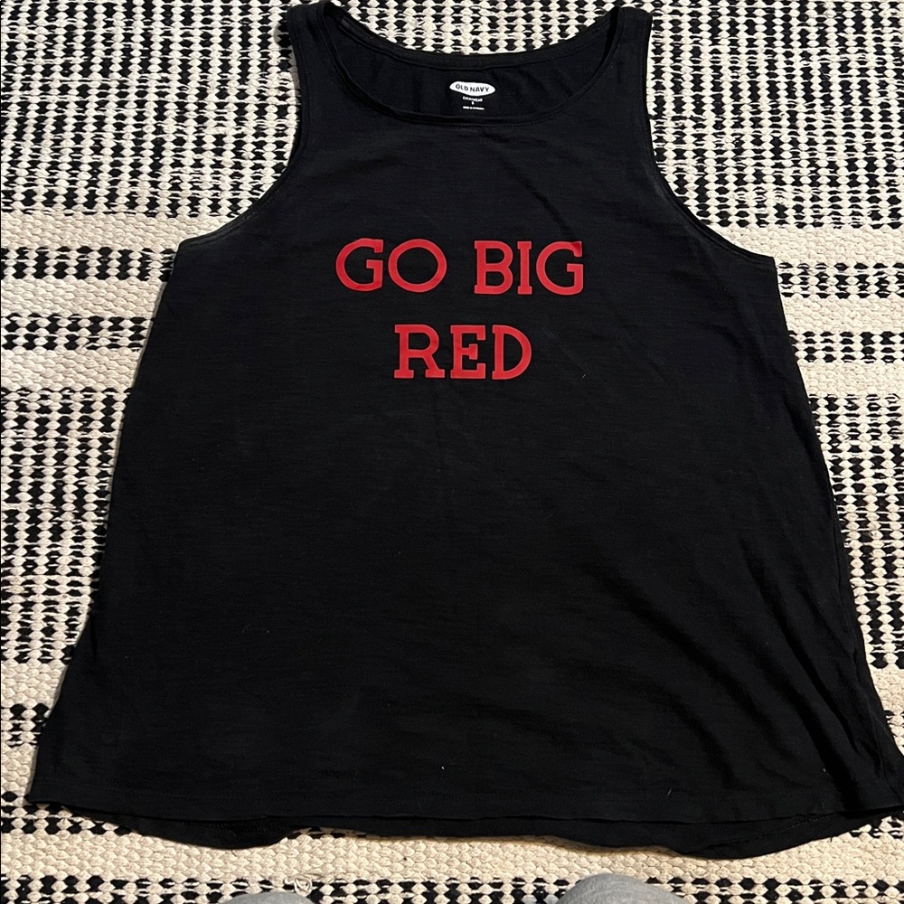 Old navy Black Tank Top with go big red